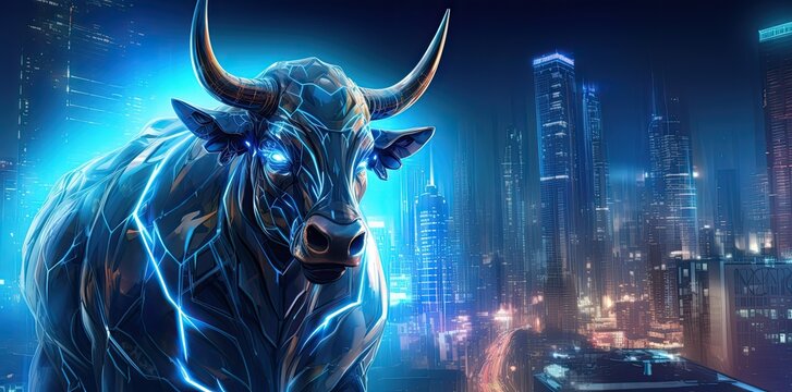 animation of bull run bitcoin mascot