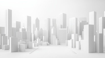 Modern Minimalism: Create a minimalist online shopping city image that conveys a powerful message with as few elements as possible, white color theme