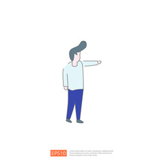 Simple illustration of a person pointing with hand, vector design of man in simple line art style.