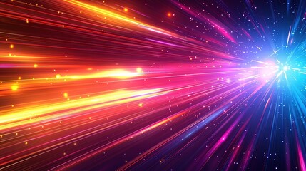 Naklejka premium Abstract background with colorful streaks of light and glowing dots.