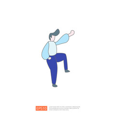 Cartoon Illustration of a Man Dancing, Dancing Icon, Happy Dance,  Flat Design,  Vector Illustration