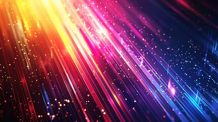 Fototapeta premium Abstract background with colorful streaks of light and glowing particles.