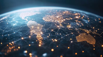 A global business network represented by interconnected points on a digital globe.