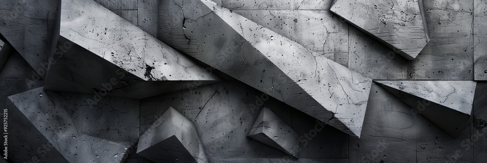 Aufkleber a gray and black abstract painting of a wall with many different shapes. the shapes are all differen