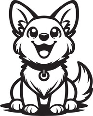 silhouette of happy dog vector art illustration