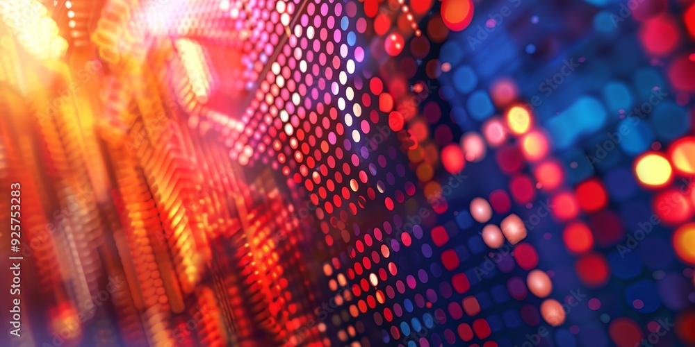 Poster a colorful, abstract image of dots and lines. the image is bright and energetic, with a sense of mov