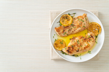 grilled chicken with butter, lemon and garlic