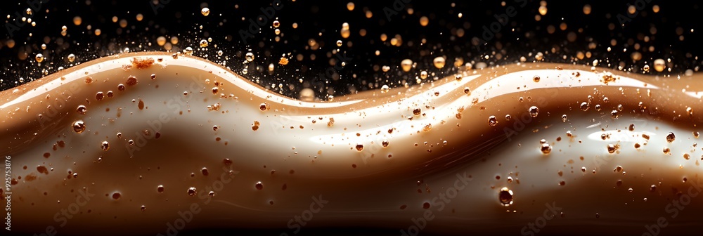 Poster a chocolate wave with a lot of bubbles. the bubbles are in different sizes and are scattered all ove