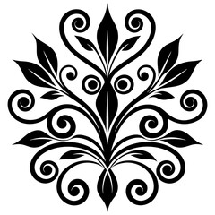 Decorative icon silhouette vector illustrations black and white floral design. 
