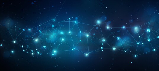 Fototapeta premium Abstract blue digital background with glowing network connections and global connection concept on a dark blue backdrop. Abstract technology, internet, or business theme vector illustration design ele