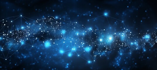 Obraz premium Abstract digital background with glowing network connections and a global map, symbolizing technology, connectivity, data transfer, and cyber security in a futuristic style