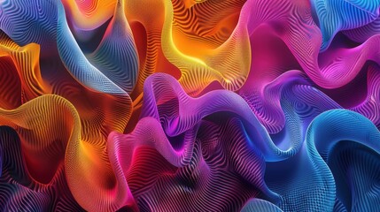 Fototapeta premium Vibrant waves of colors intertwine, creating a mesmerizing abstract pattern full of energy and motion.