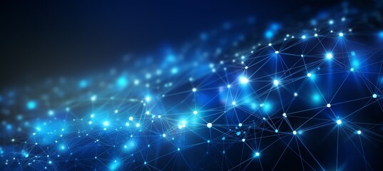 Fototapeta premium Abstract digital background with glowing network connections and a global map, symbolizing technology, connectivity, data transfer, and cyber security in a futuristic style