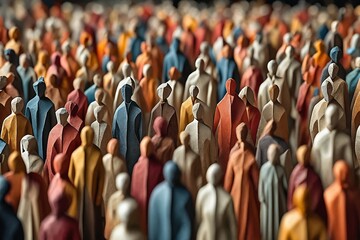 Fototapeta premium Crowd of Abstract Figures in Various Colors