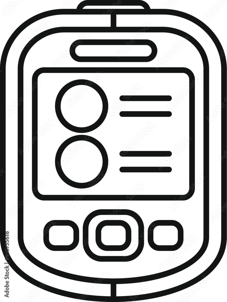 Poster line drawing of a personal digital assistant showing a menu interface with buttons