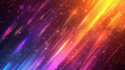 Naklejka premium Abstract background with diagonal colorful lines and glowing particles.