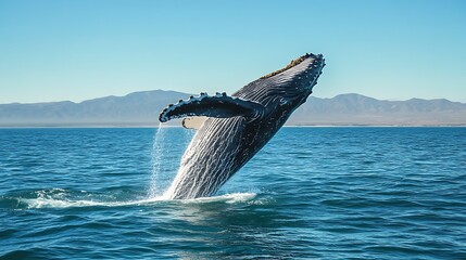 Fototapeta premium Humpback Whale Breaching in the Ocean