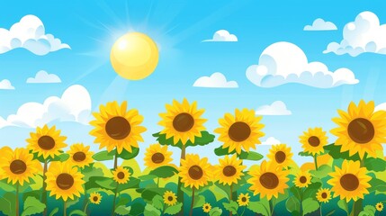 Sunflower summer sky landscape background