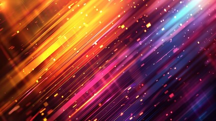 Fototapeta premium Abstract background with diagonal glowing lines and light flares.