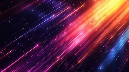 Abstract background with diagonal glowing lines in vibrant colors.
