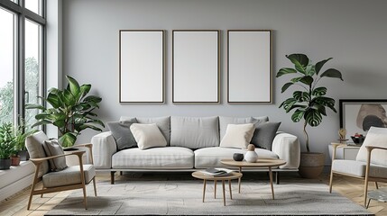 Naklejka premium Mock Up Poster Frame in Modern Interior Background