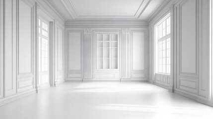 Pure White Interior Room or Hall Ideal for Photoshoot Background.