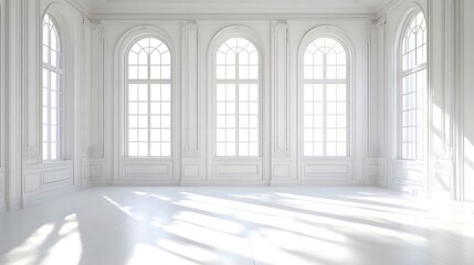 Fototapeta premium Pure White Interior Room or Hall Ideal for Photoshoot Background.