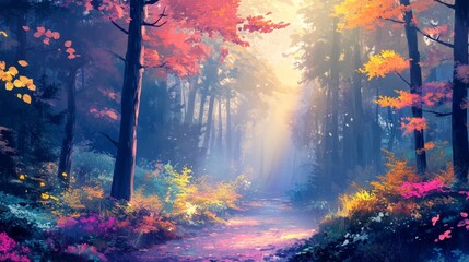 Vibrant Nature: Colorful Scenes for Creative Background Illustrations