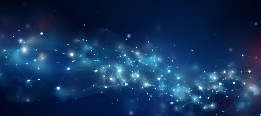 Obraz premium Abstract blue digital background with glowing network connections and global connection concept on a dark blue backdrop. Abstract technology, internet, or business theme vector illustration design ele