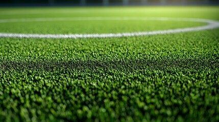Close-up of Artificial Grass with White Line.