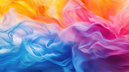 Vibrant Hues of Silk: Abstract art of flowing silk fabric in a spectrum of bright, bold colors.  A stunning display of texture and color gradients.