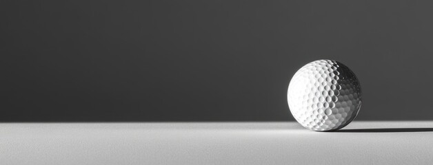 Single Golf Ball On White Surface With Gray Background