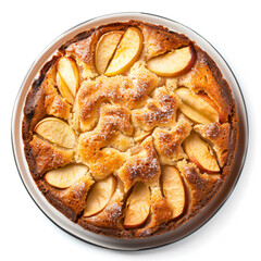 a pie with apples on top of a white table