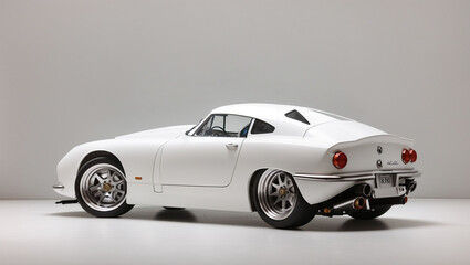 Fototapeta premium This is a white sports car with a sleek design and a distinctive rear end.