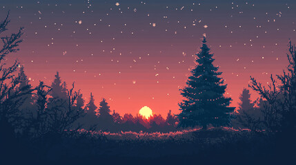 Naklejka premium Retro pixel gradient Christmas background