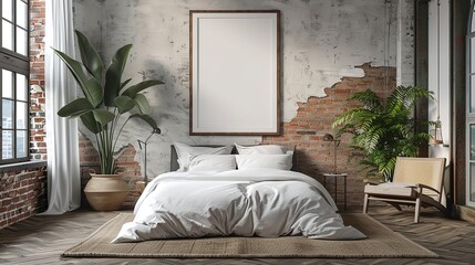 Mock Up Poster Frame in Modern Interior Background
