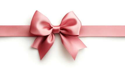 A realistic satin bow, elegantly tied ribbon, photorealistic style, deep red, isolated on white background