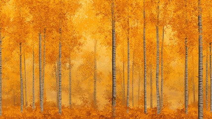 Seamless golden autumn forest background