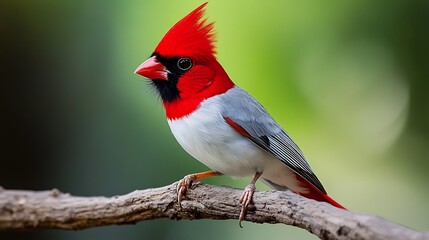 Fototapeta premium Red-Crested Cardinal perched on a Branch