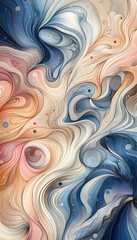 Seamless abstract blue wave pattern with a flowing, textu