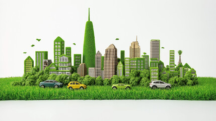 Cute green eco friendly city and urban landscape