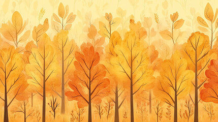 Seamless golden autumn forest background