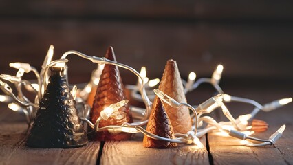 Christmas lights and cones