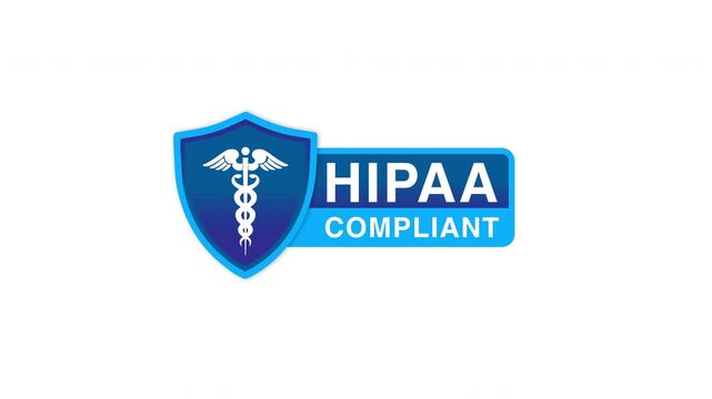 HIPPA compliant seal, badge, logo, icon with caduceus symbol. Insurance Portability and Accountability Act.