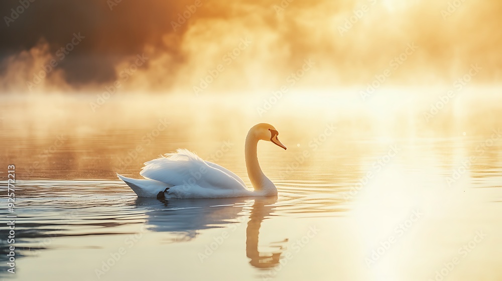 Canvas Prints Serene Swan at Dawn