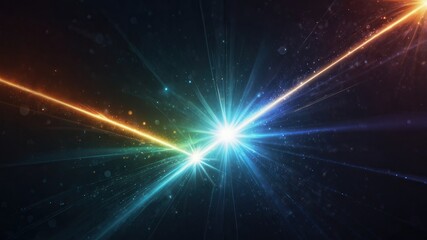 Fototapeta premium Lens flare, blue glow light effect on black. image of rays light effects