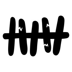 Halloween decoration elements in doodle hand-drawn graphic illustration on transparent background. Black silhouette style.