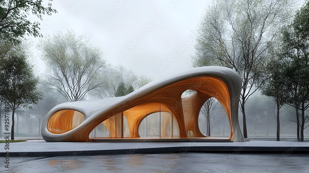 Poster modern 3d rendered conceptual sketch of abstract architectural design elements