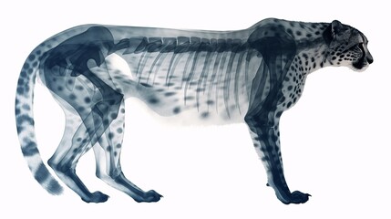 Fototapeta premium Ghostly Grace: Unveiling the Skeletal Structure of a Majestic Cheetah in Motion 