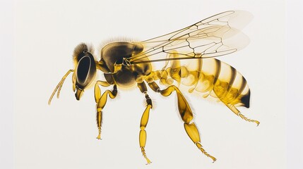 Golden Majesty: A Honeybee's Detailed Portrait 